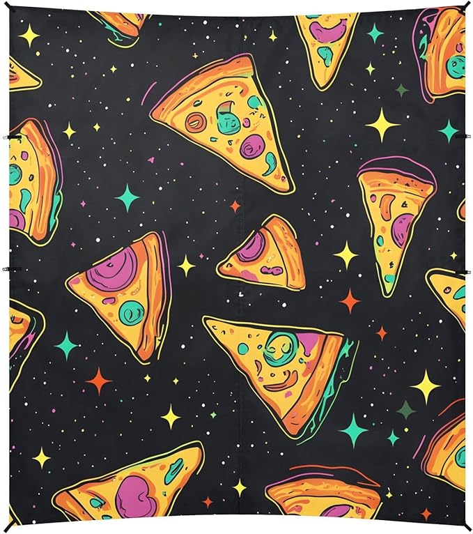 ALAZA Psychedelic Pizza Pattern Beach Tent Sun Shelter Portable Canopy Sunshade for Outdoor Camping Picnics Backyard Fun 10x9 ft