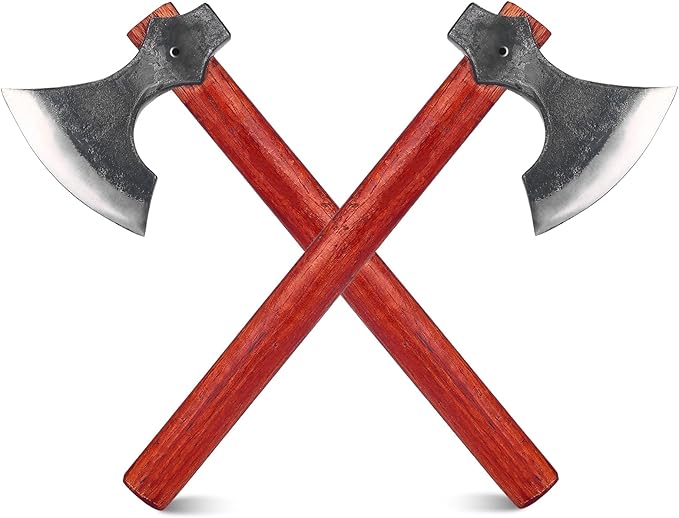 16.2 Viking Style Throwing Axe Set of 2 1065 High Carbon Steel Bearded-Edge Tomahawk with Beech Wood Handle Red Anti-Slip Design for Adults Competition &amp Outdoor Recreation