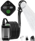 WADEO Portable Shower for Camping 6000mAh Outdoor Electric Shower Rechargeable Pump with Intelligent Digital Display Camping Shower Head Nozzle for Camping Hiking Traveling Washing