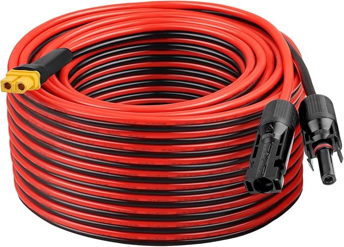 XRDS -RF Solar Connector to XT60 Cable 75FT 10AWG Solar to XT60 Female Extension Cable 600V Rated Power Cable for Solar Panels Batteries Power Stations – Heavy-Duty High Current Transfer