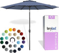 Midtown Umbrellas - 10-Year-No-Fade 10 Ft Patio Umbrella with Terylast Fabric Auto-Tilt Aluminum Frame and 8 Reinforced Ribs for Deck Pool Garden &amp Beach - Light Navy Canopy Black Pole