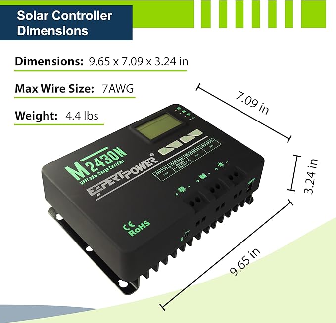 ExpertPower Solar Panel Kit | 200-watt 12-Volt Mono Solar Panel + MPPT 30A 12V/24V Solar Charge Controller for RV Marine Cabin Off-Grid DIY Solar Projects and More