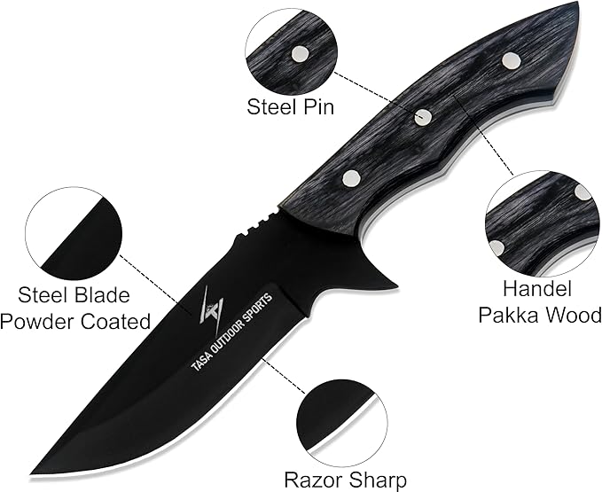 Fixed Blade Knife – Tracker Hunting Knife With Sheath - Tactical Survival Knife For Men - Full Tang High Carbon Steel - For Camping and Outdoor Use