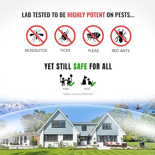 Mosquito Magician 1 Gallon Liquid Concentrate &amp 15L Battery Operated Backpack Sprayer - User-Friendly - for Yards Lawns Patios - Kills Mosquitoes Fleas Fire Ants - with 6 Natural Essential Oil