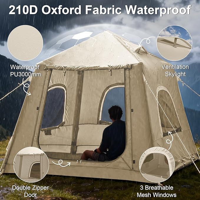 Inflatable Tents for CampingEasy Blow Up Tent with Hand Pump4 Seasons Waterproof Air Inflatable Camping Tent House for Family Weekend Camping