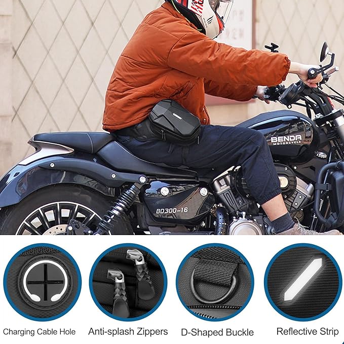Hebetag Motorcycle Cycling Drop Leg Bag Oxford Waist Pack for Men Women Bum Hip Fanny Belt Purse Pouch Outdoor Travel Sports Hiking Bike Riding Thigh Daypack