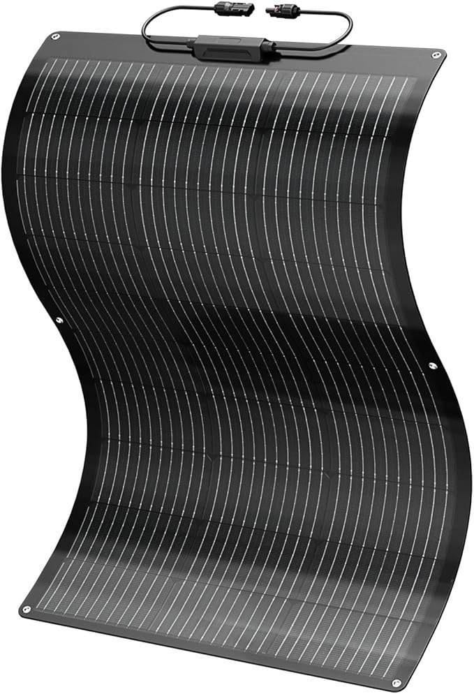 BougeRV Arch 100 Watt Fiberglass Flexible Solar Panel 23% High-Efficiency 270° Lightweight Portable Bendable 12 Volts 10BB Mono Cell for RV Camping Home Boat Marine Curve Surface Black