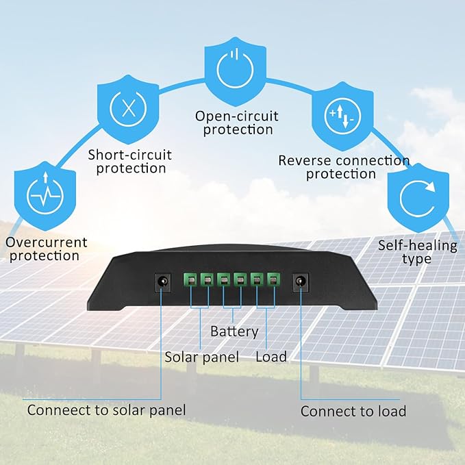 60A MPPT Solar Panel Battery Controller with LCD Display 12V/24V Auto Parameter Intelligent Charger Regulator Fit for Lead-Acid/Lithium-Ion/Lithium Iron Phosphate Battery Timer Setting Blue