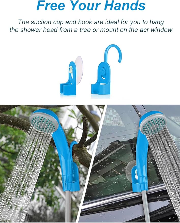 innhom Portable Shower Camping Shower Outdoor Camp Shower Pump Electric Rechargeable Portable Camping Shower Powered by Rechargeable Battery