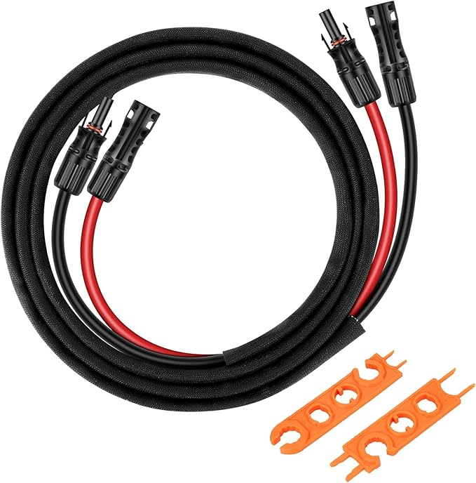 10FT 8AWG Solar Panel Extension Cable with Female and Male Connectors Solar Extension Cable with Spanners for Solar Panels Charge Controllers (10FT)