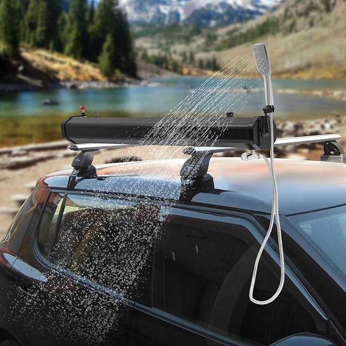 Portable Camping Shower Compact Outdoor Shower for Camping Hiking Beach RV Emergency &amp Off-Grid Use Includes Spray Nozzle &amp Carrying Bag