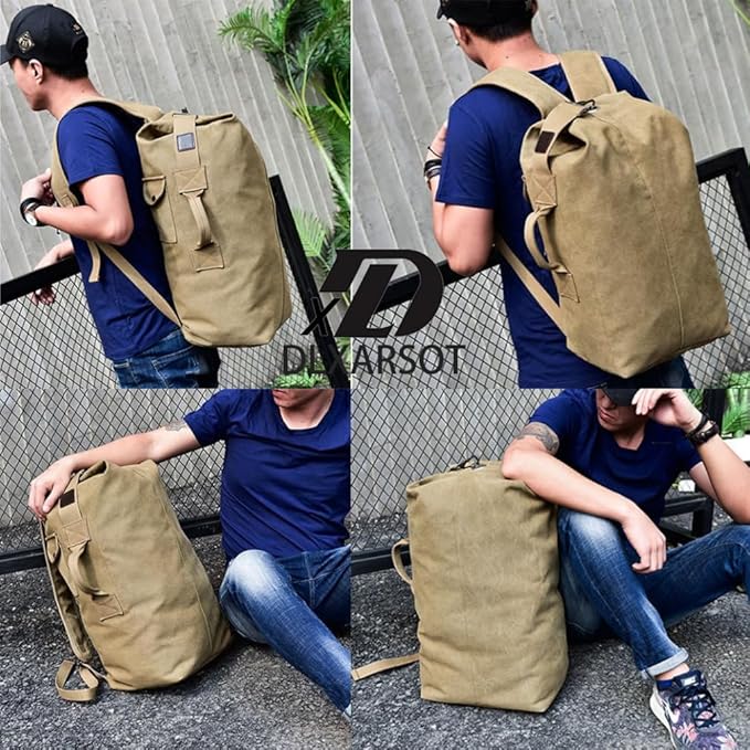 Military Tactical Backpack Large Capacity Travel Climbing Bag Duffel Bag Top Load Double Strap Canvas Backpack
