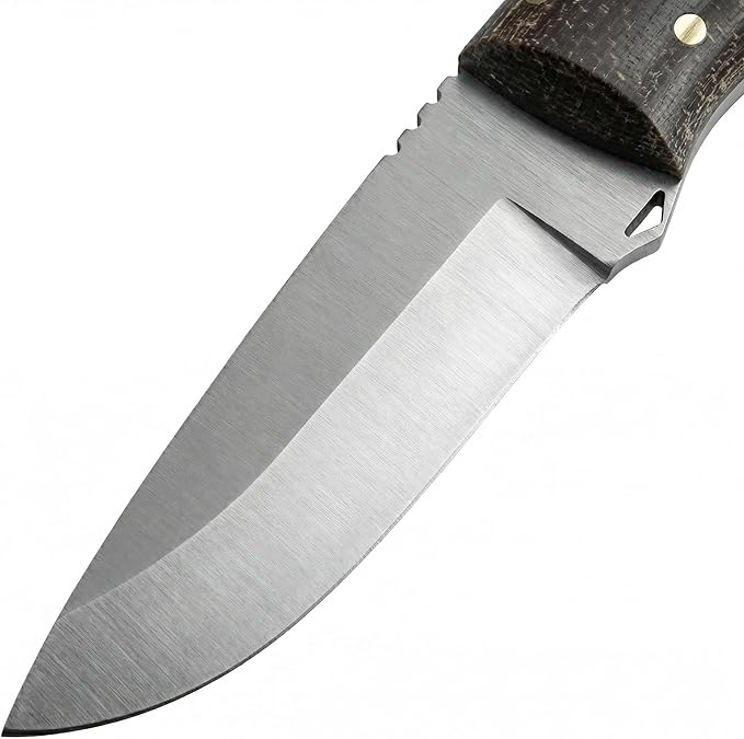Fixed Blade Knife with Leather 3.54 D2 Steel Survival Knives for Camping Bushcraft Hunting Ergonomic Flax Handle Outdoor Survival Gear Gift for Men