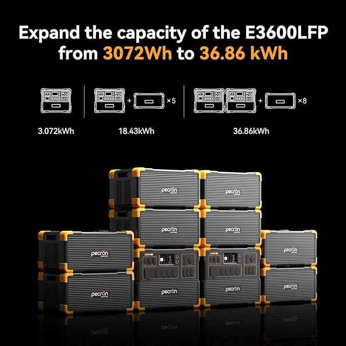 pecron Extra Battery 3840Wh Expand Capacity for E3600LFP/E3800LFP/F3000LFP/E2400LFP/E1500LFP/E1000LFP LiFePO4 Backup Battery