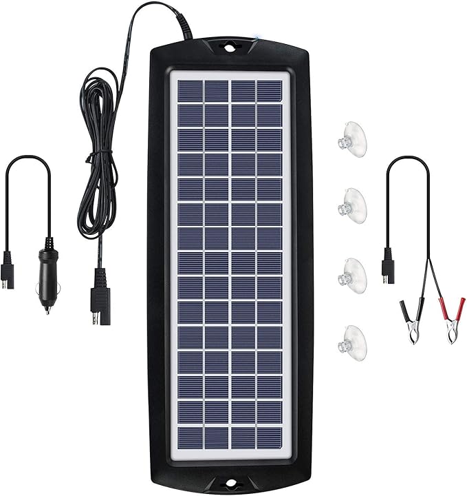 Sunway Solar Car Battery Trickle Charger &amp Maintainer 12V Solar Panel Power Kit Portable Backup for Car Automotive RV Marine Boat Motorcycle Truck Trailer Tractor Powersports Snowmobile Farm Equip