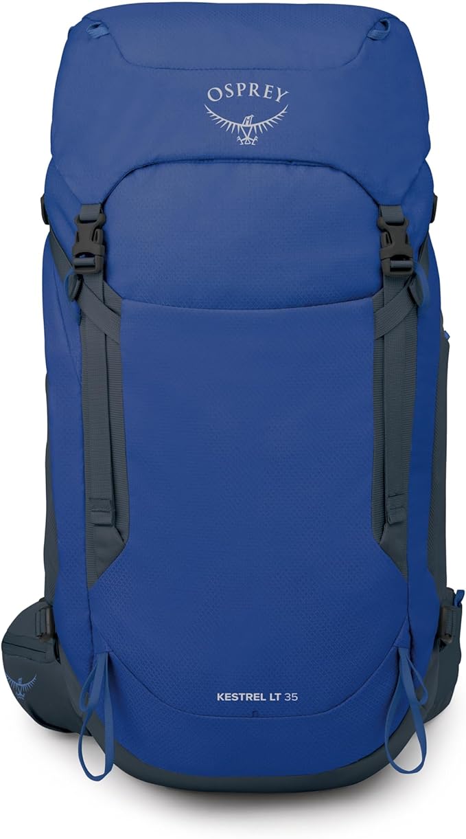 Osprey Kestrel LT 35L Men's Backpacking Backpack - Lightweight Hiking &amp Camping Bag with Waterproof Raincover Rays Blue
