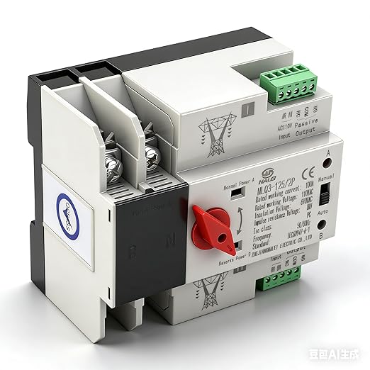 AC110V 100A Power Automatic Transfer Switch 50/60Hz 35mm Rail Mounting 2P 100A Mini ATS Solar Auto Dual Power SwitchGenerator Transfer with Self Throwing and Self Returning for Rv Power