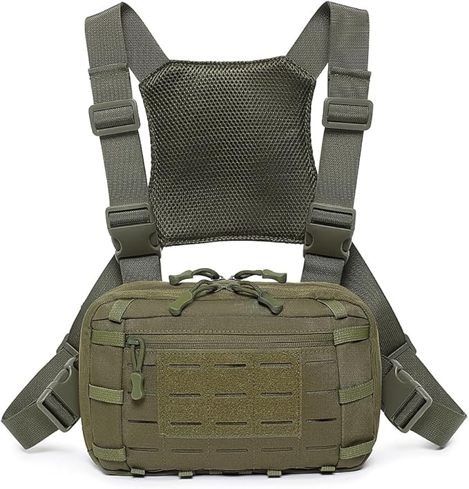 Tactical Chest Pack EDC Chest Bag Utility Molle Chest Rig Pouch with CCW Compartment Adjustable Strap Admin Pouch