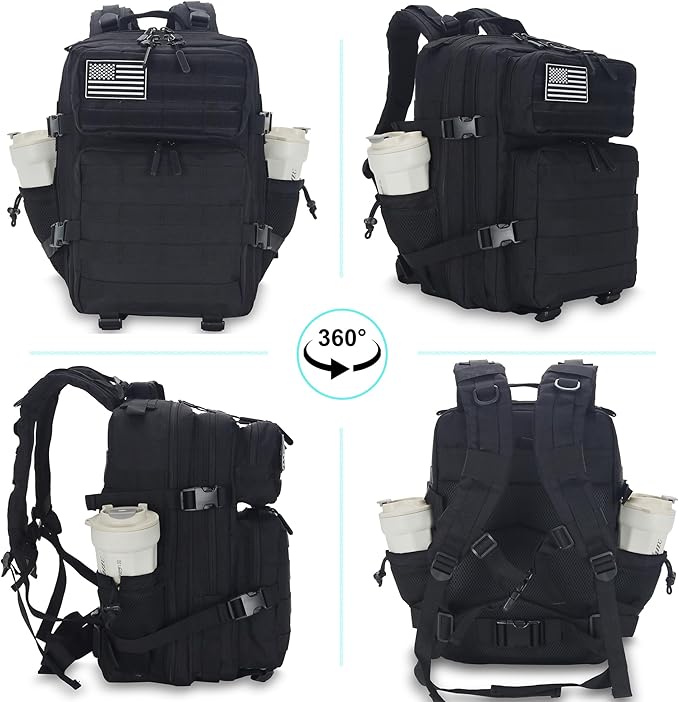 Lovelinks21 25L Tactical Backpack for Men and Women Military Backpack Small Assault Pack Molle Backpack Bug Out Bag Travel Rucksack Daypack (Black)