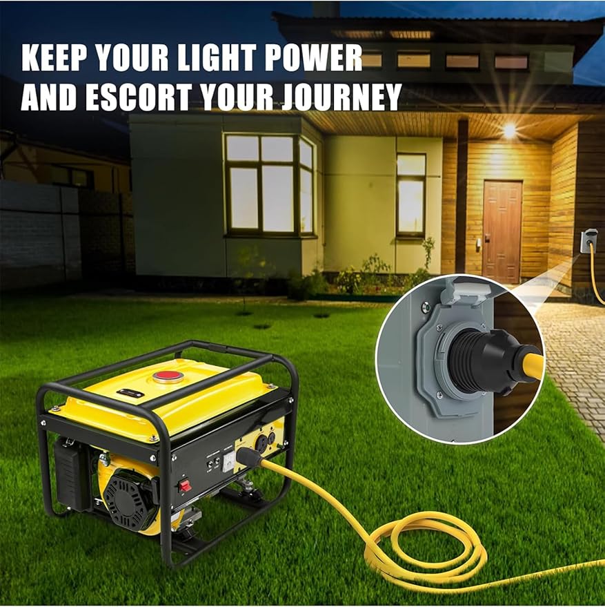 30 Amp Generator Cord and Power Inlet Box (Pre-Drilled) Waterproof Kit 25 Feet Nema L14 30p Generator Extension Cord with L14-30P to L14-30R Twist Lock Plug for Outdoor Use125/250 Volts
