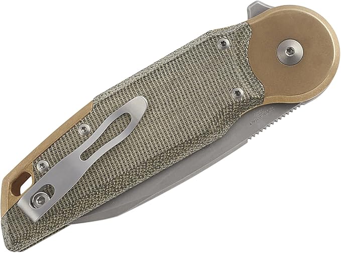 Fox Knives FX-556-B4 Metamorphosis Folding Knife 3.54in M390 Wharncliffe Blade Radius Lock EDC Pocket Knife Made in Italy Award-Winning Design (Bead Blasted Green Micarta)