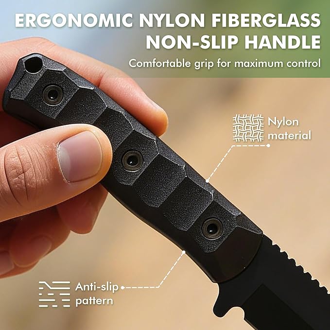 SK1 Fixed Blade Knife with SheathTanto Blade Nylon Fiberglass Handle Full Tang EDC Knives for Outdoor Working Camping Hiking Sruvival