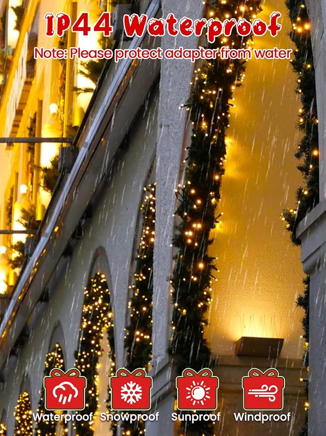100FT 2000 LED Christmas Cluster Lights Firecracker String Lights with Remote &amp 8 Modes &amp Timer Waterproof Fairy Twinkle Light Plug in for Indoor Outdoor Party Yard Xmas Tree Decoration War