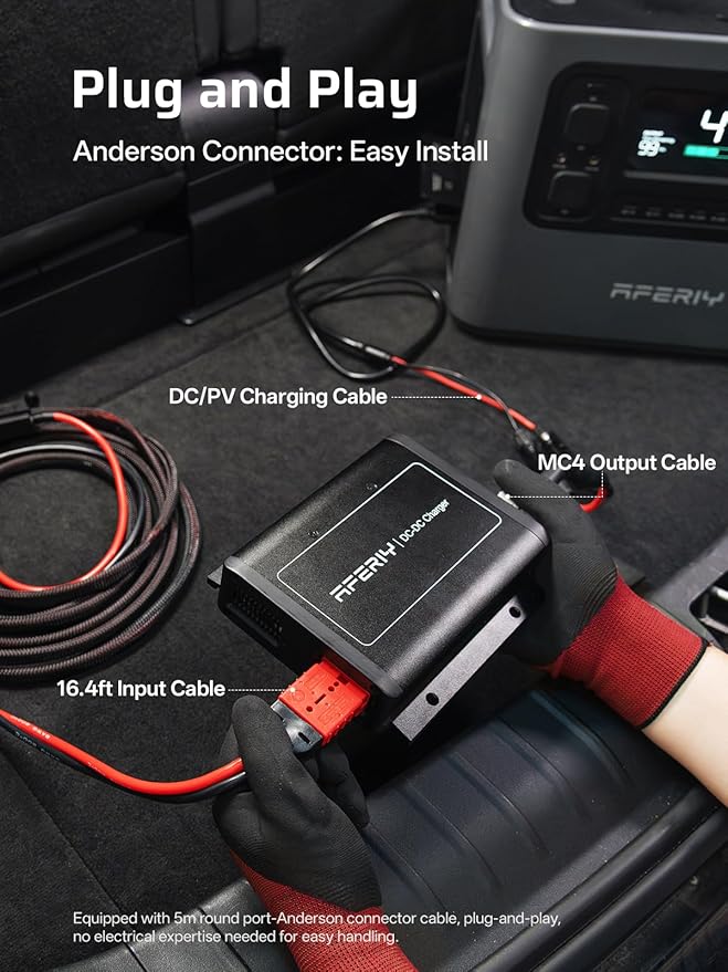 AFERIY DC060 600W Alternator Charger Fast DC to DC 12V/24V to 48V 6X Faster Charging for Portable Power Station Compatible with 95% Solar Generators for RV SUV Camping