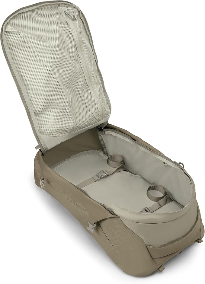 Osprey Fairview 55L Women's Travel Backpack - Carry On Bag with Personal Item Sized Detachable Daypack Sawdust-Olive Tan