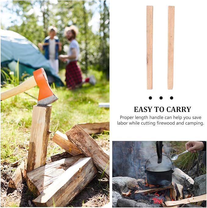 Tofficu Wooden Hatchet Handle Replacement 2-Piece Set Sturdy Flat Design for Camping and Outdoor Use Compatible Standard Hatchets