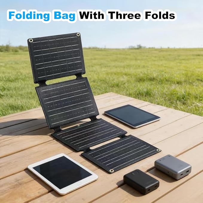 30W Portable Foldable Solar Panel 4-Fold Solar Charger with USB QC3.0 &amp DC 18V Outputs lPx4 Waterproof Solar Panel Charger for Camping Hiking Portable Source Emergency Power Outage