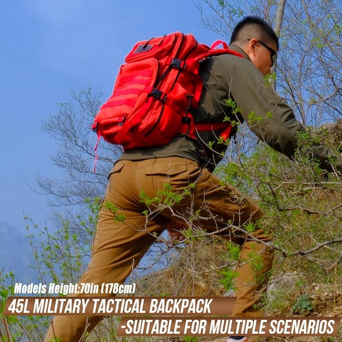45L Tactical Backpack for Men Women Military Assault Pack with MOLLE Large 3 Day Bug Out Bag for Hiking Camping