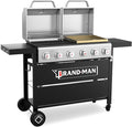 Brand-Man Griddle Grill Combo 6-Burner 2 in 1 Versatile Propane Gas Grill and Griddle with Double Stainless Steel Lids BBQ Combo for Outdoor Kitchen &amp Backyard Barbecue Cooking