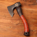 Hand Forged DC53 Steel Viking Axe with Sheath Ebony Wood Handle Camping Hatchet Throwing Axe Splitting Hatchet