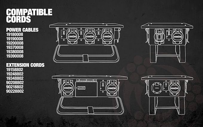 Southwire Temporary Power X-Treme Box - 50A 125/250V Portable Power Distribution with 6 5-20 U-Ground/Straight Blade Receptacles - Rugged Steel Construction