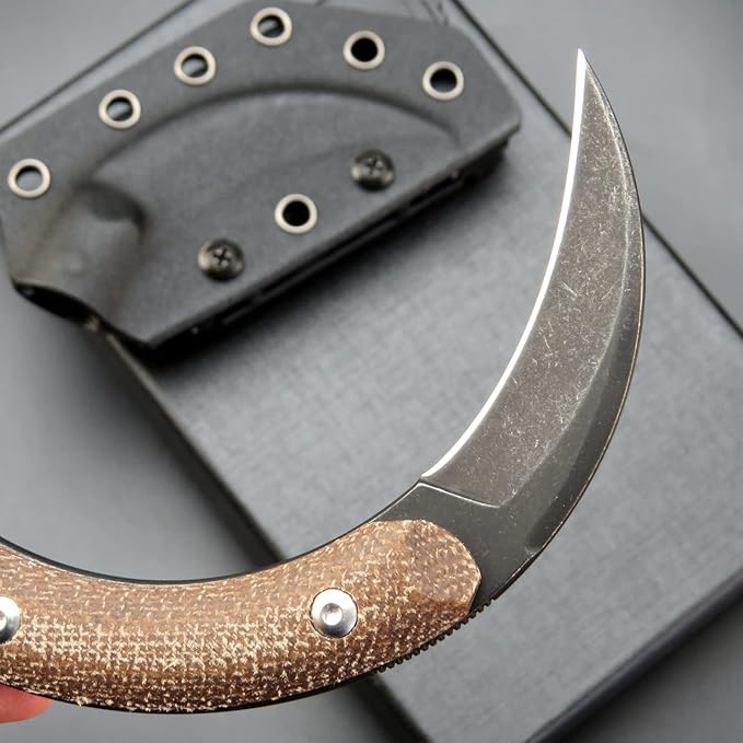 C16901 Fixed Blade Knives D2 Steel Micarta Handle Outdoor Survival Claw KnifeCamping EDC Tools Kydex Sheaths(Brown)