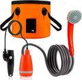 DC 12V Car Shower Outdoor Bather Charging Model with Folding Bucket Portable Outdoor Shower Convenient for Camping (Orange)