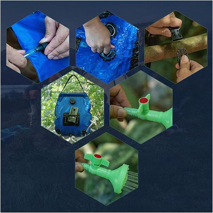 Portable Hiking Shower Bag 20L Outdoor Camping Solar Water Bag Travel Easy to Transport Parts (Color : Grey) (Green)