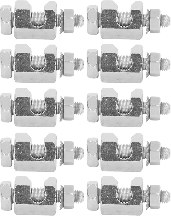 Focket 10PCS Solar Panel Photovoltaic Nut and Solar Earthing Ground Clip Cable Clamp for Bare Wire Safe On Coupling Earthing Ground Lug Cable Clamp Ground Clamp Fasteners Clip