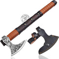 Hand-Forged Engraved Viking Axe of Ragnar Lothbrok Hunting Axe Handmade Camping Axes Hatchet-Norse Axe Tomahawk Vikings Bearded Axes with Leather-Wrapped Handle &amp Sheath (AXE-12)