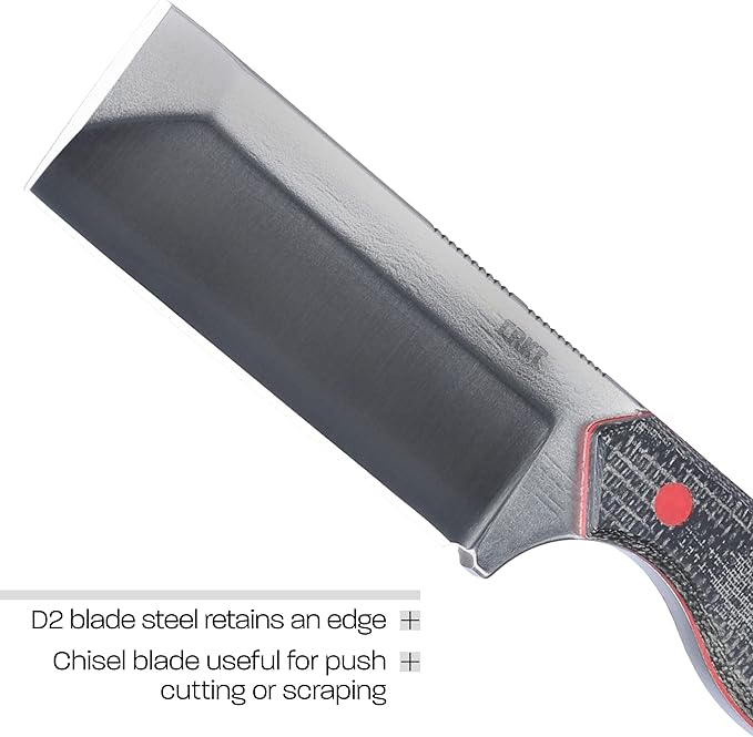 CRKT Razel Fixed Blade Knife with Sheath: D2 Blade Steel with Plain Edge Micarta Handle 4037