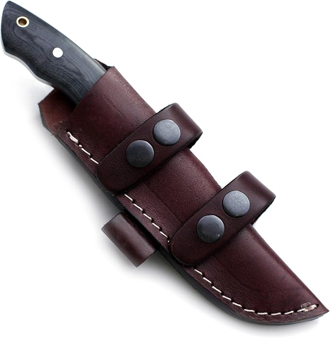 GCS Custom Handmade BLACK G10 Handle Survival Tactical Hunting Knife D2 Tool Steel with Brown Leather Right or Left Hand Horizontal Fixed Blade Knife Sheath GCS247