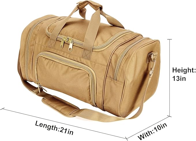 Military Tactical Outdoor Gym Bag Small Duffel Bag with Shoes Compartment for Sports Travel Camping Hunting (A-Tan)