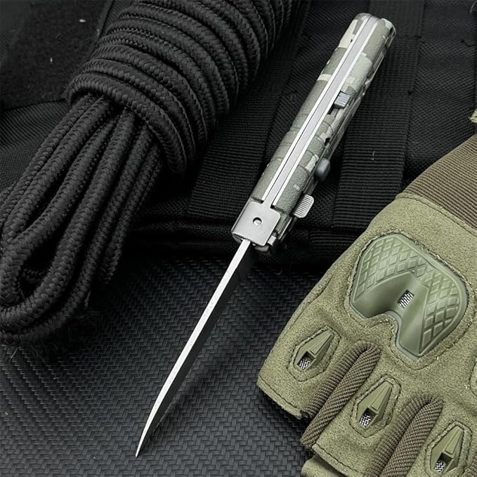 Assisted Opening Folding Knife 440C Stainless Steel Blade ABS Handle with Lock Outdoor Portable Pocket Knife for Camping Hiking Fishing Gift for Men