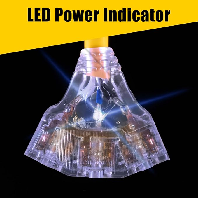 30 Amp to 110 Outdoor Generator Adapter Power Cord 3 Prong Locking 30 Amp to 15 Amp Generator Cord NEMA L5-30P Male to 3X 5-20R Female with Lighted End 1.5FT