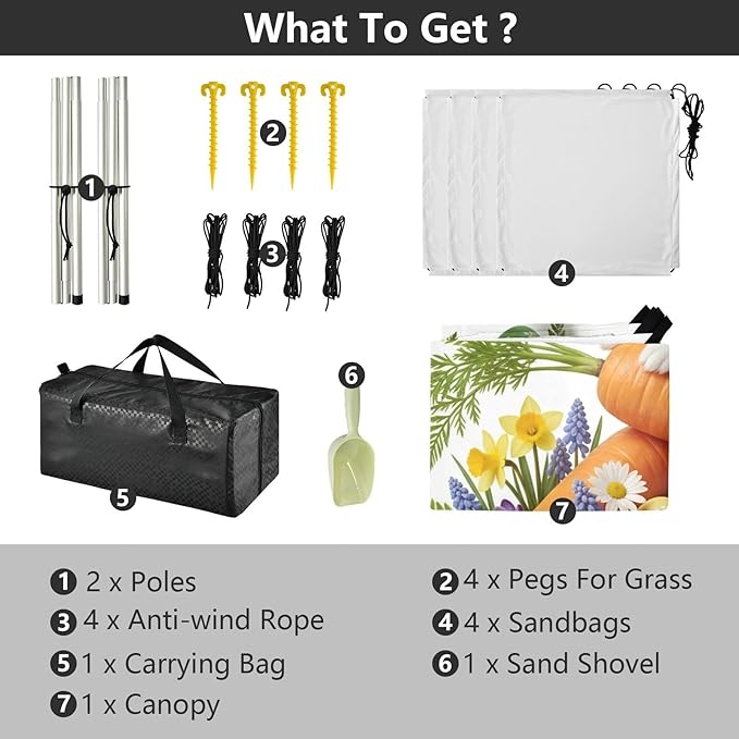 Beach Canopy with Windproof Ropes &amp Sandbags Beach Tent Sun Shade Sun Shelter for Camping Trips Fishing Backyard Fun or Picnics Easter Bunny