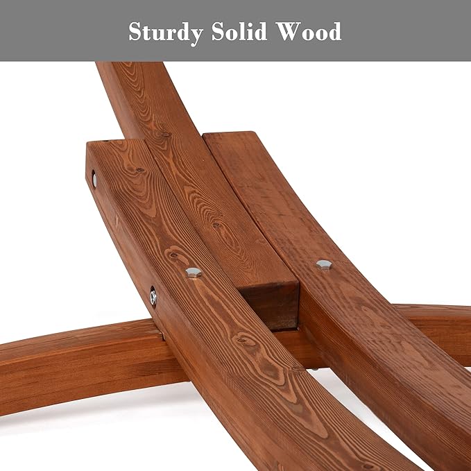 SUNCREAT Quick Dry Hammocks Standing Backyard Hammock with Stand 2 Person Heavy Duty Poolside Hammock with 13.5 ft Wooden Stand Dark Gray