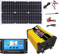 4000W 12V to 110V/220V Solar System Combination Inverter Solar Panel Kit Solar Generator Home Grid System 30A Controller + 18w12v Solar Panel (Color : Yellow Size : 12V-220V)