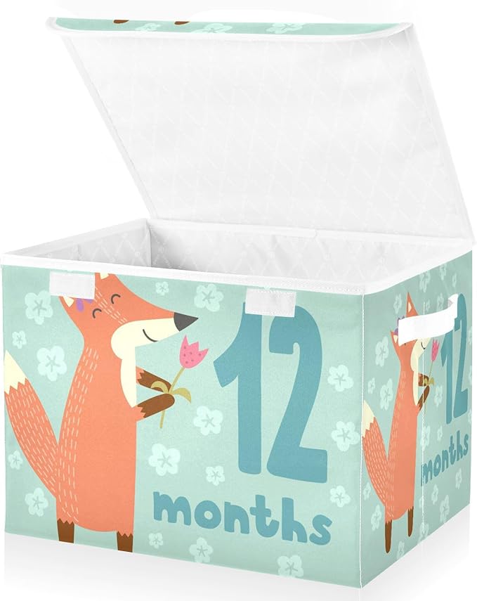 12_months Storage Bins with Lid Foldable Square Storage Container with Lid for School Supply Home Decor