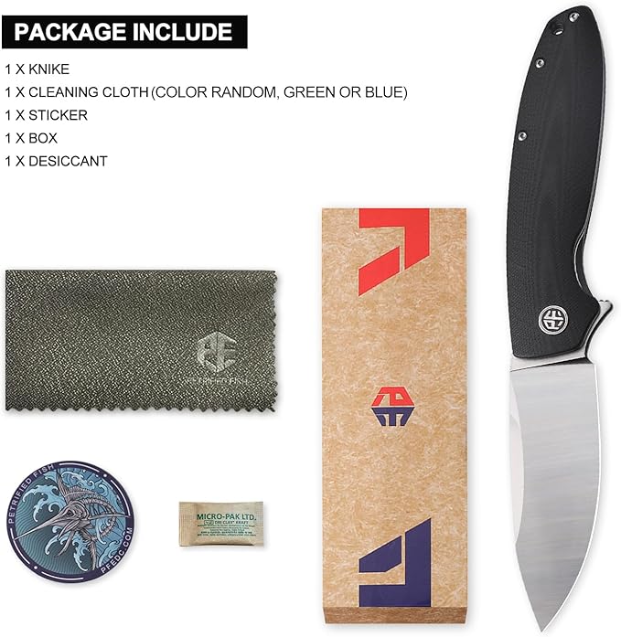 Petrified fish PFB01 Terra3.54 D2 Steel Blade G10 Handle Flipper Liner lock Folding knife (Black)